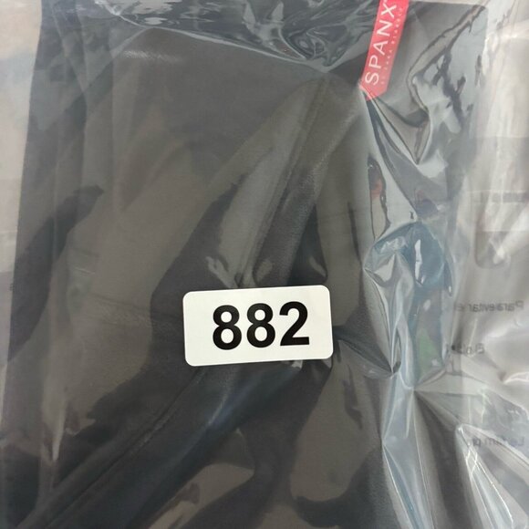 Spanx Black Vegan Leather Leggings Size Medium Power Waistband - Picture 10 of 10